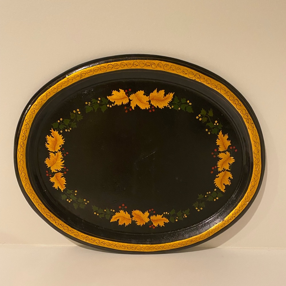 Very old painted tin tray
